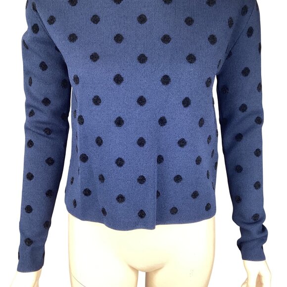 Thakoon Collective Womens Pullover Top Size XS Xsmall Navy Blue Polka Dot Crewne - Picture 4 of 9